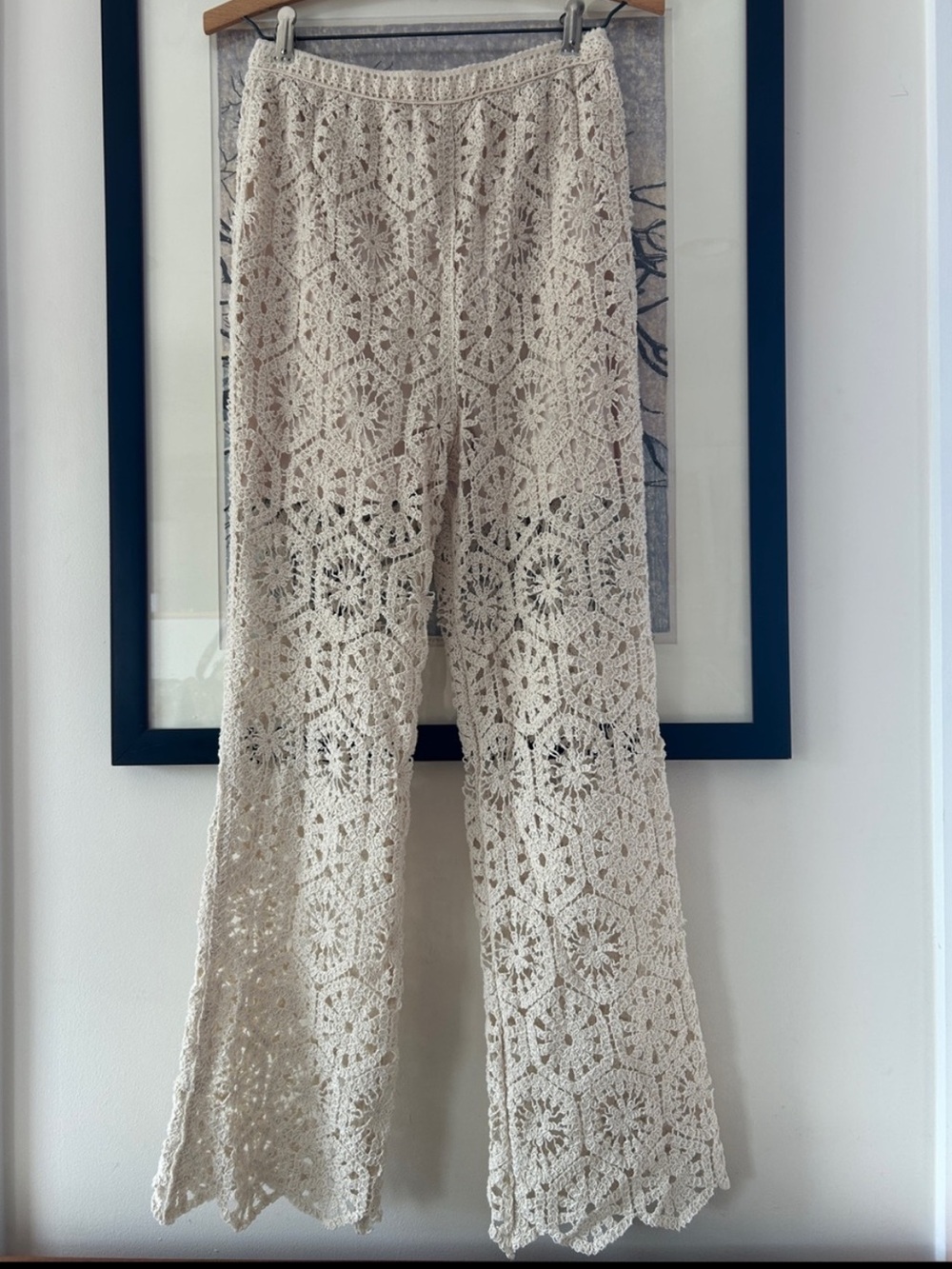 Cotton Crochet Pants in Cream by Japanese brand Gorge